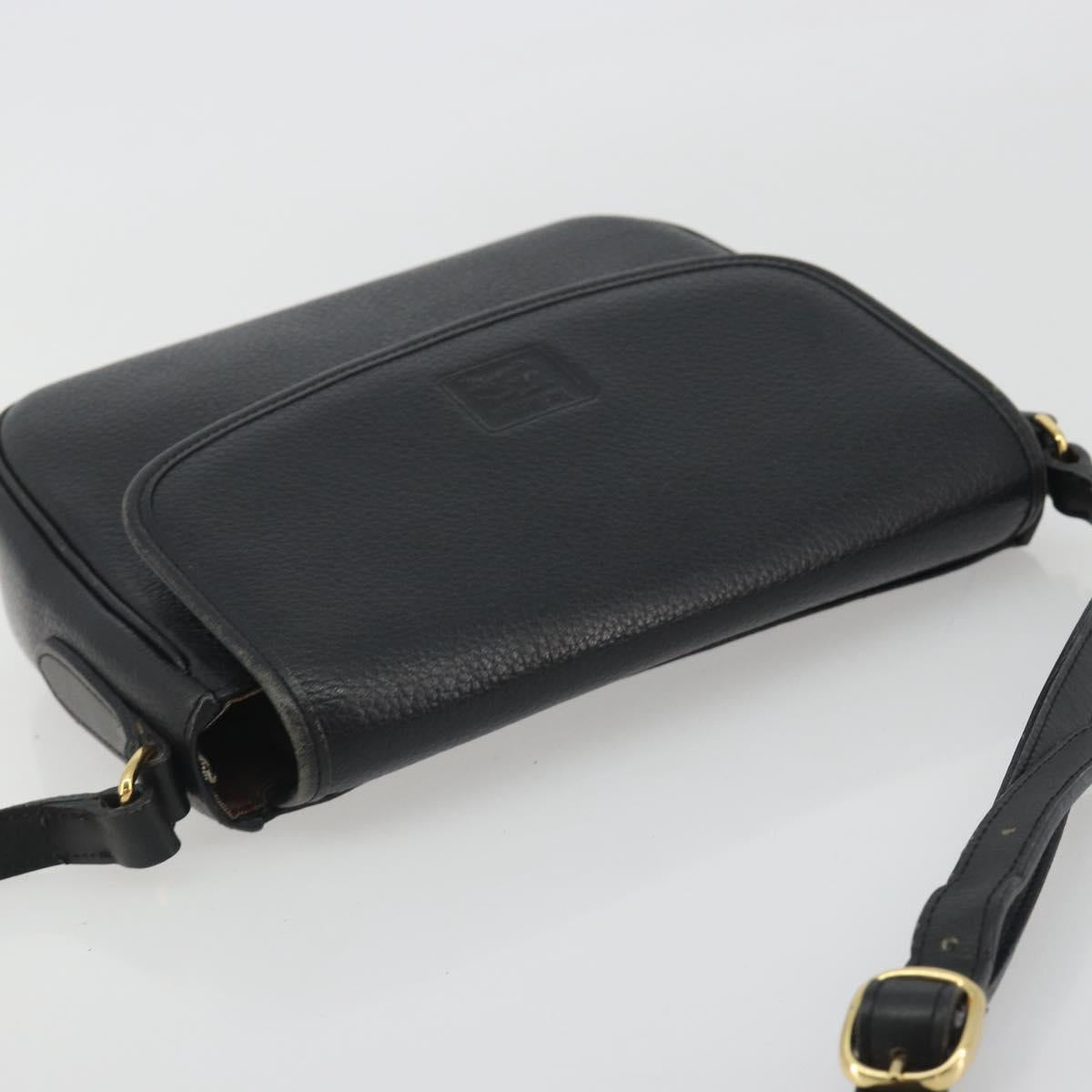 Burberrys Shoulder Bag Leather Black Gold Auth ep15508