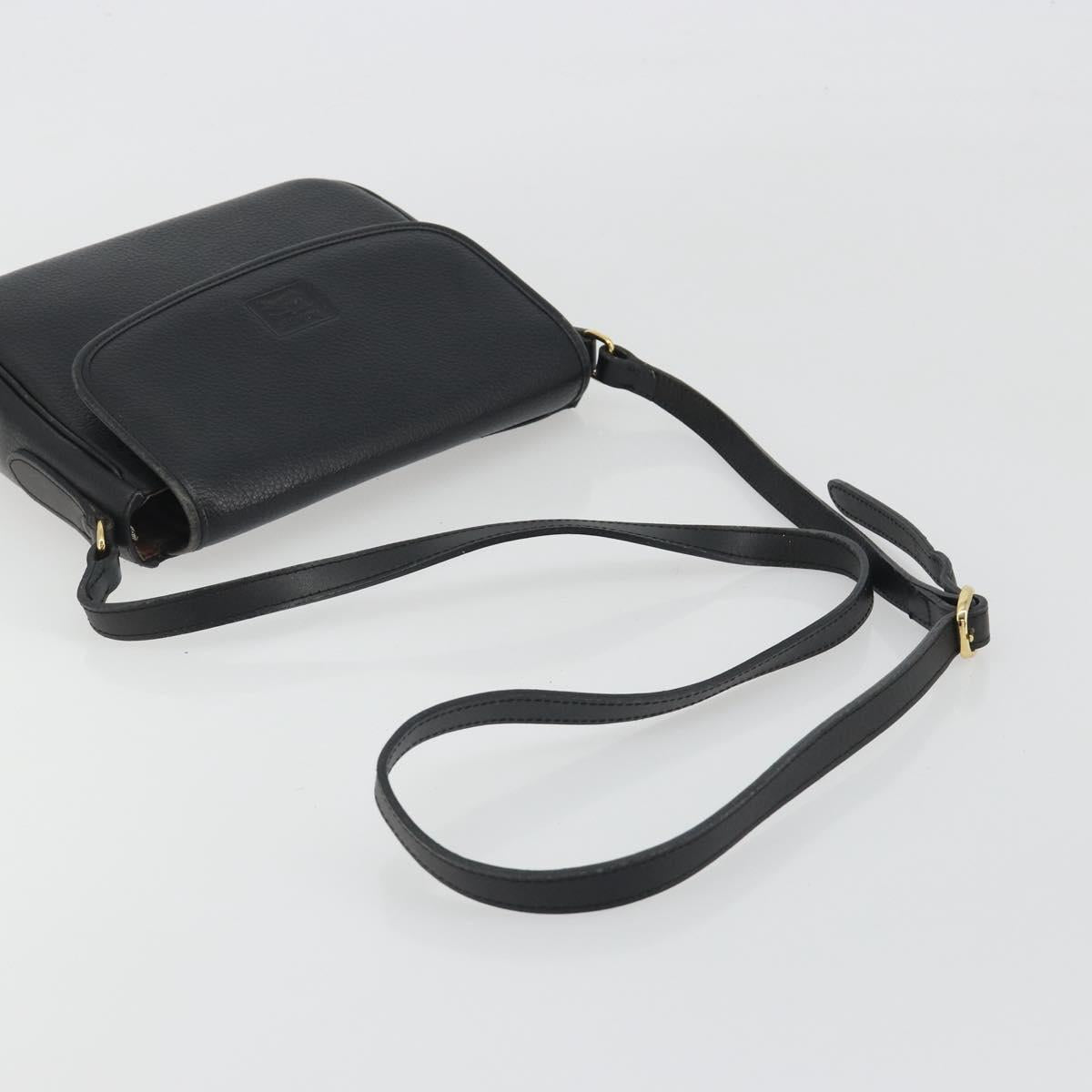 Burberrys Shoulder Bag Leather Black Gold Auth ep15508