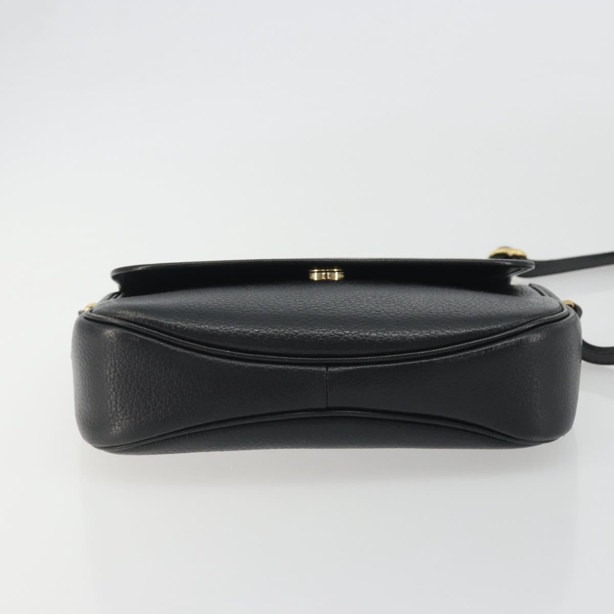 Burberrys Shoulder Bag Leather Black Gold Auth ep15508