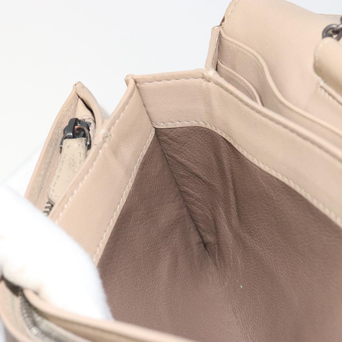 BOTTEGA VENETA INTRECCIATO Chain Shoulder Bag Leather Beige Auth ep15510