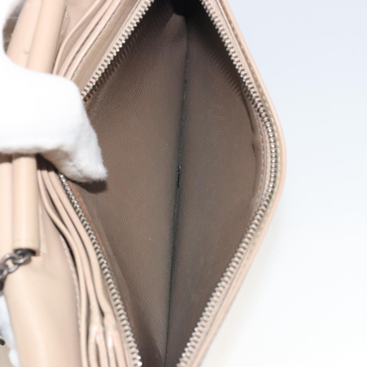 BOTTEGA VENETA INTRECCIATO Chain Shoulder Bag Leather Beige Auth ep15510