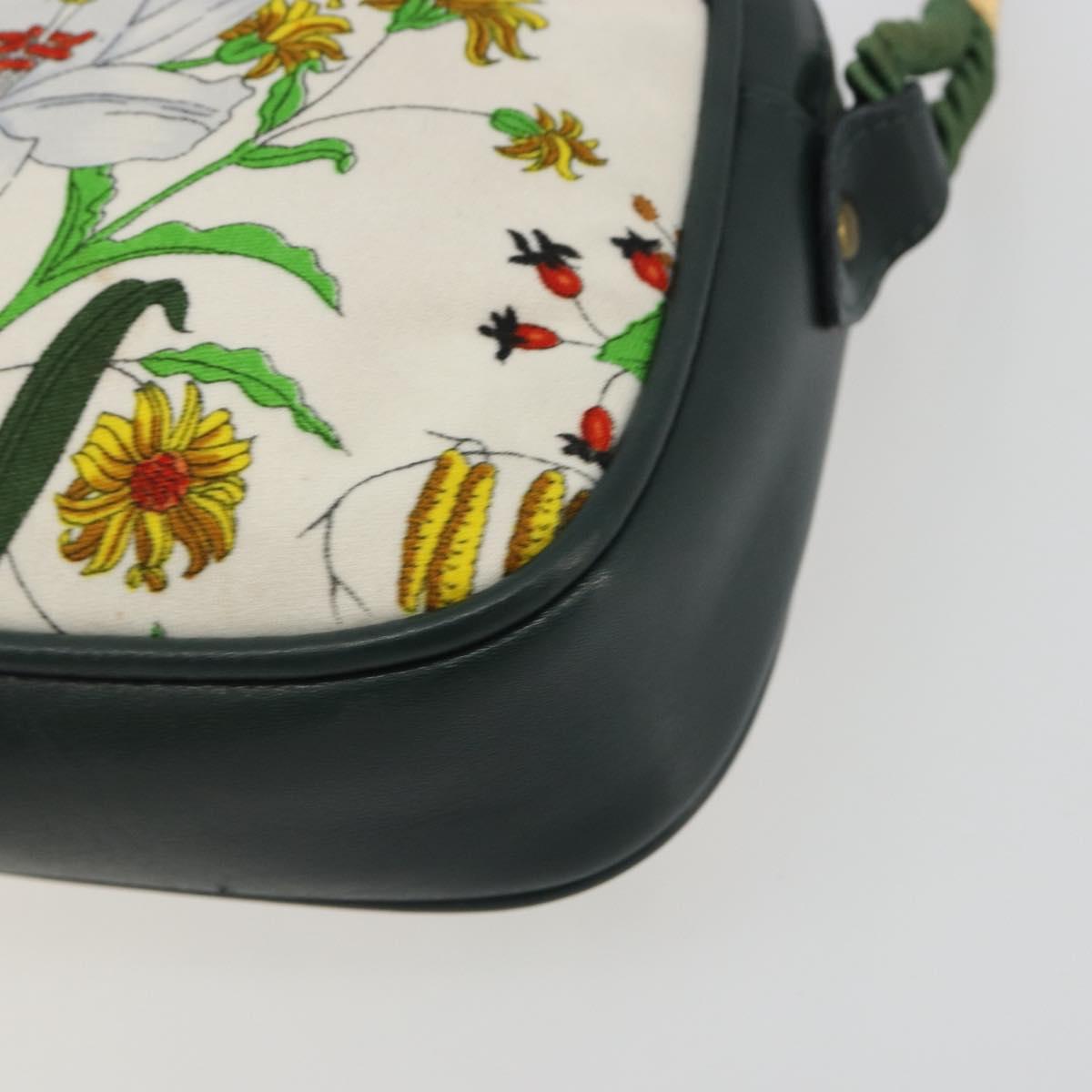 GUCCI Shoulder Bag Canvas White Gold Auth ep15512A