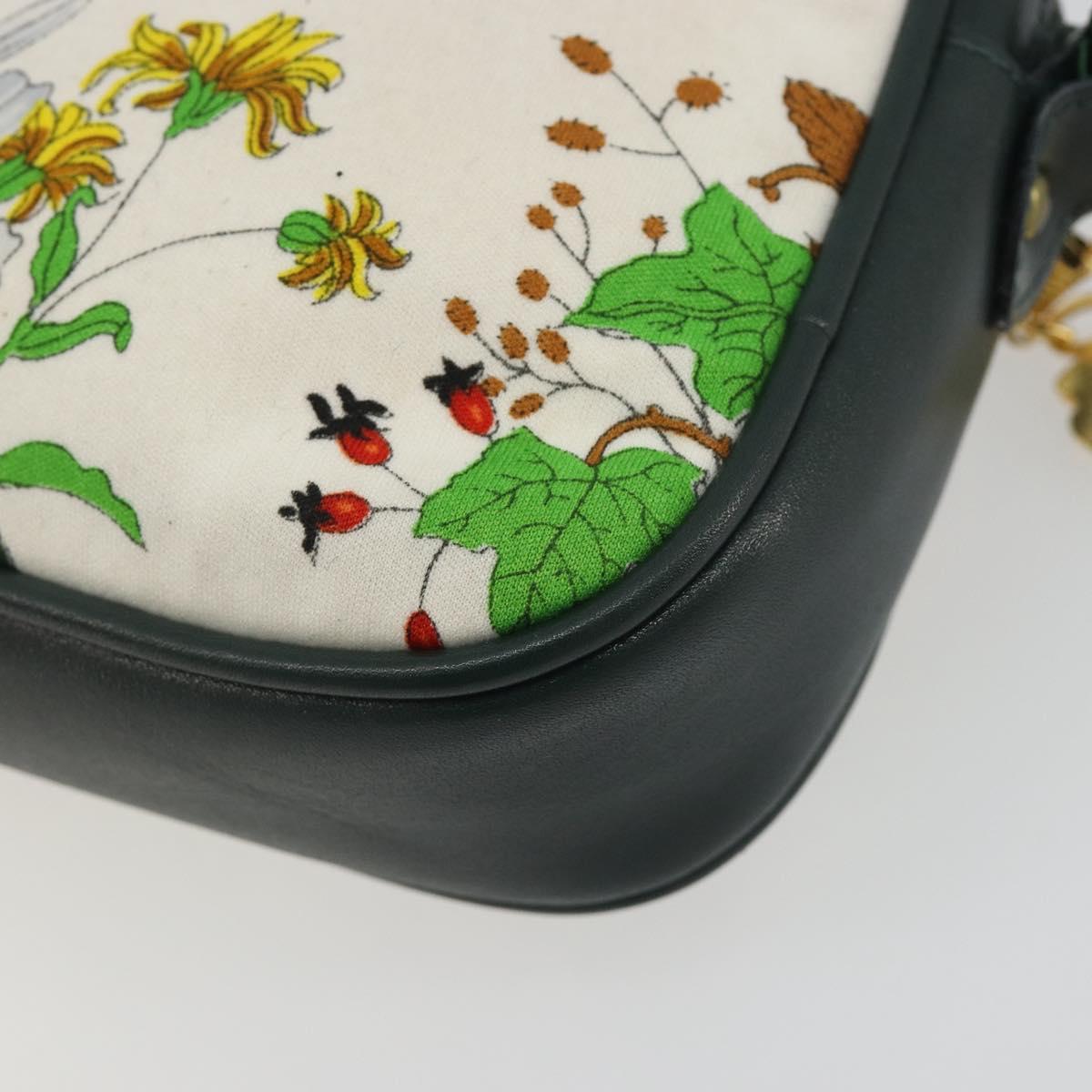 GUCCI Shoulder Bag Canvas White Gold Auth ep15512A