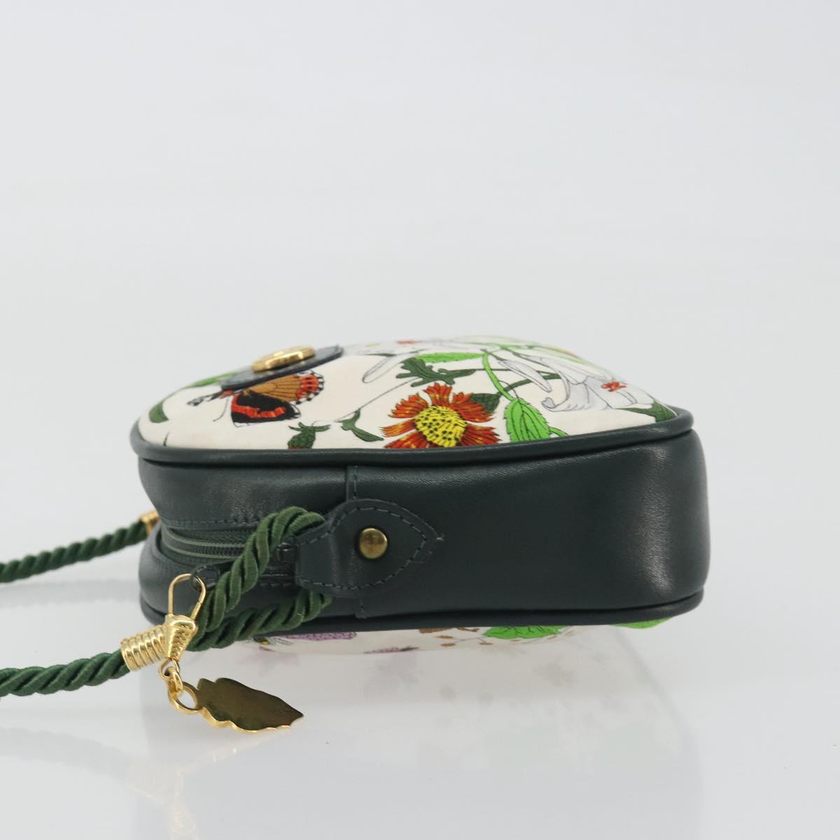 GUCCI Shoulder Bag Canvas White Gold Auth ep15512A