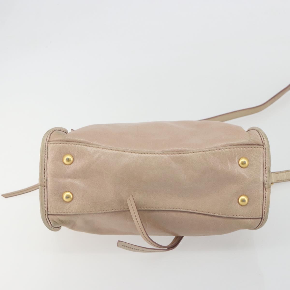 Miu Miu Hand Bag Leather 2way Beige Gold Auth ep15515A