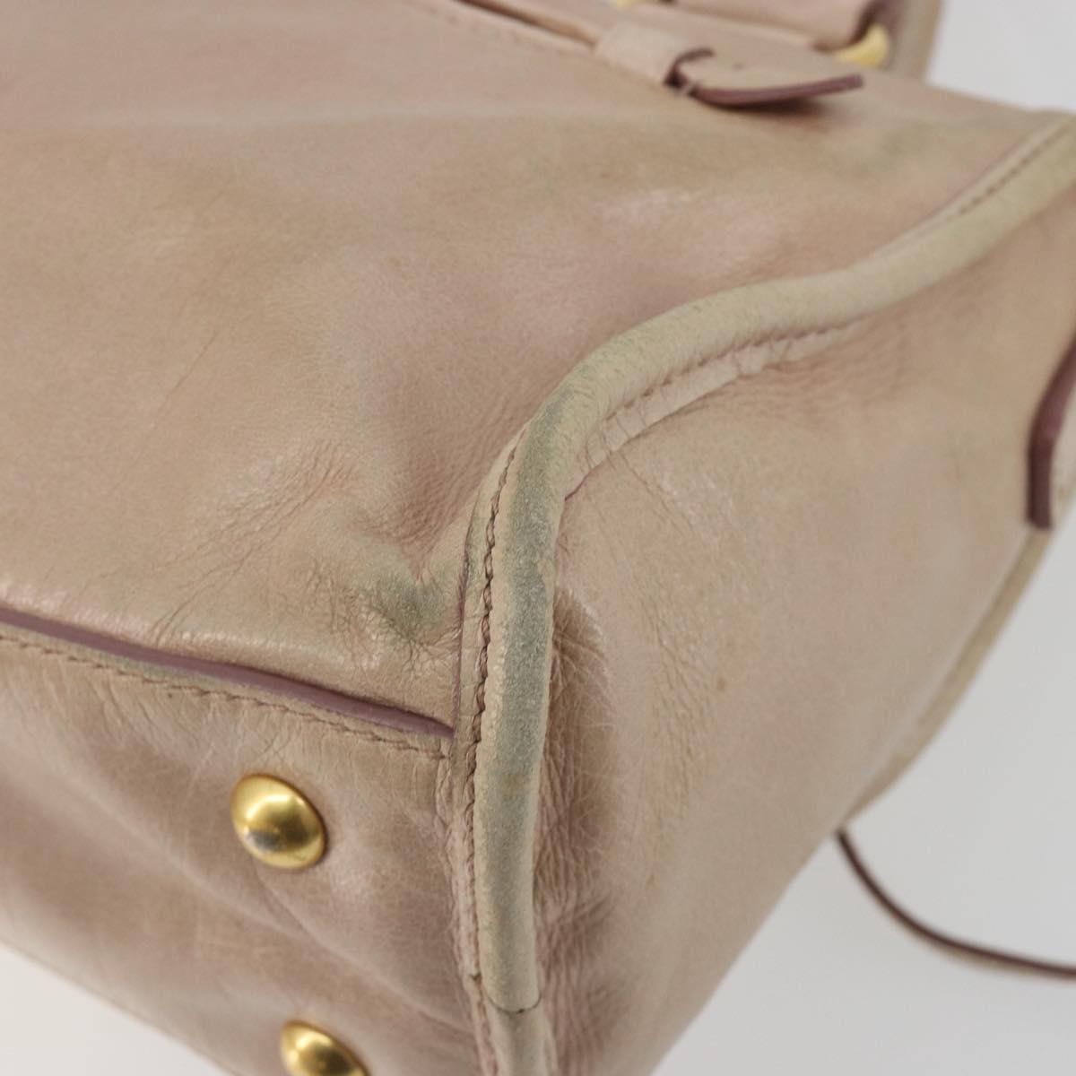 Miu Miu Hand Bag Leather 2way Beige Gold Auth ep15515A