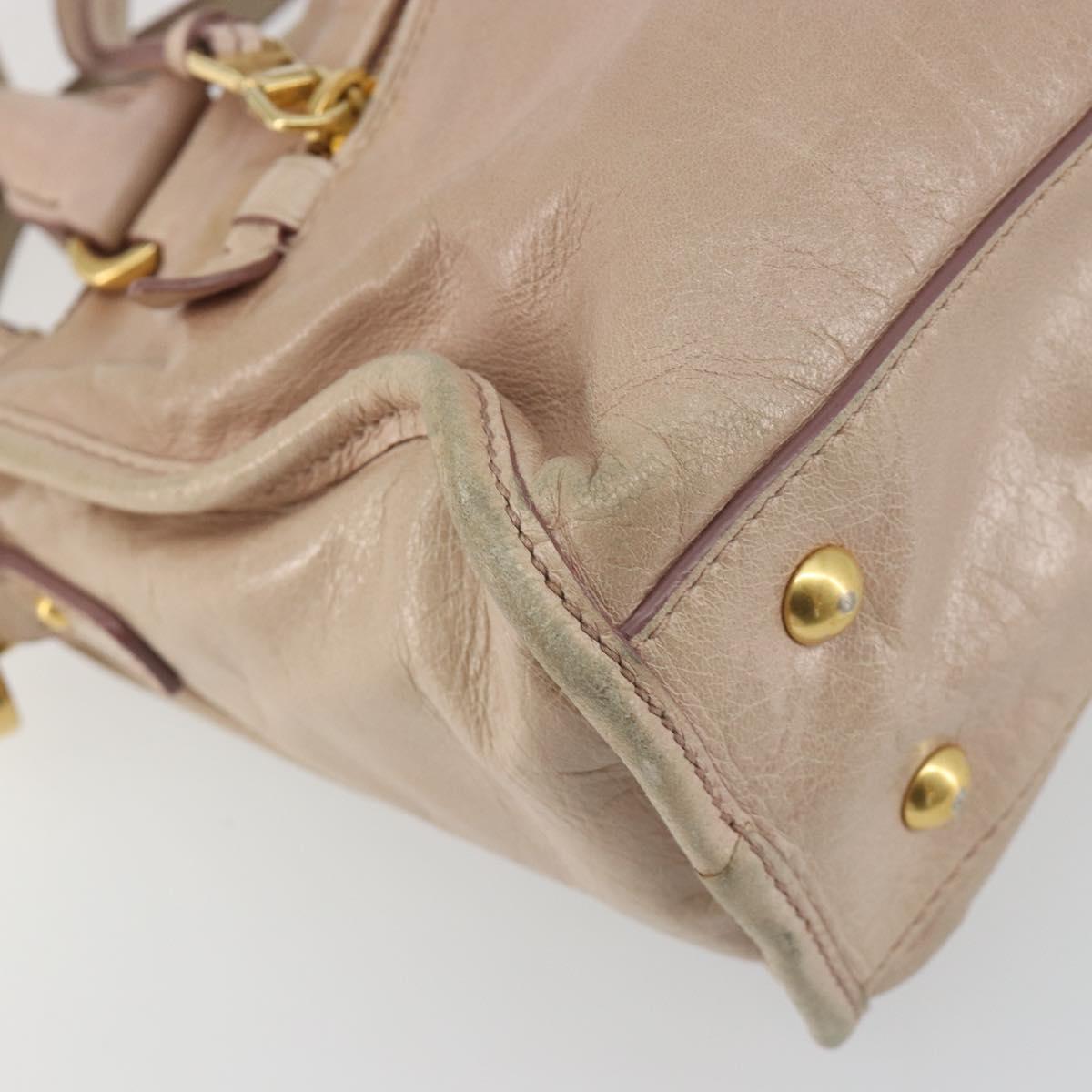 Miu Miu Hand Bag Leather 2way Beige Gold Auth ep15515A