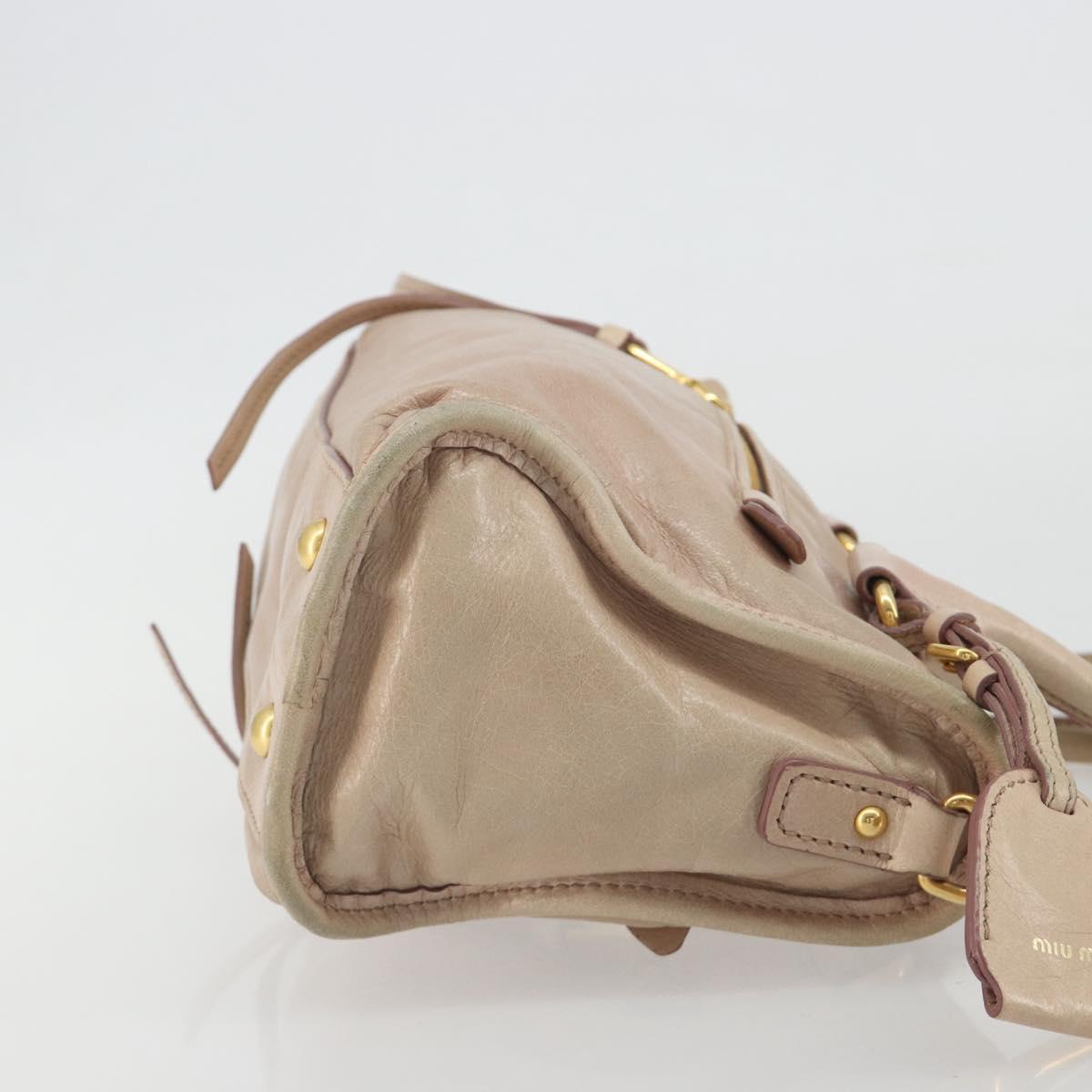 Miu Miu Hand Bag Leather 2way Beige Gold Auth ep15515A