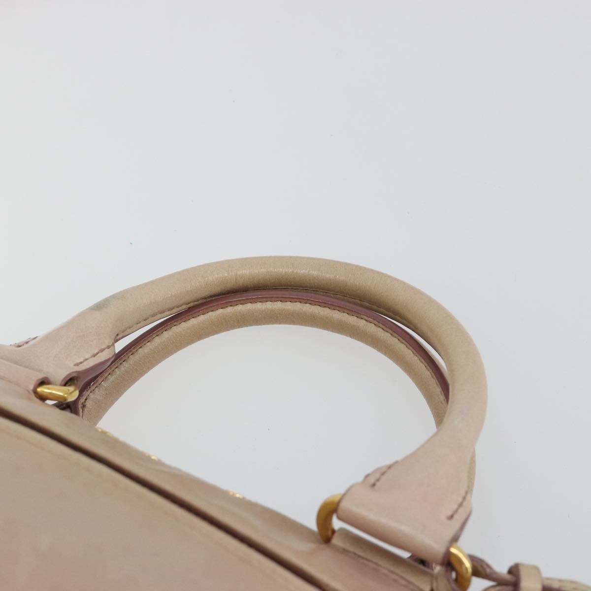 Miu Miu Hand Bag Leather 2way Beige Gold Auth ep15515A