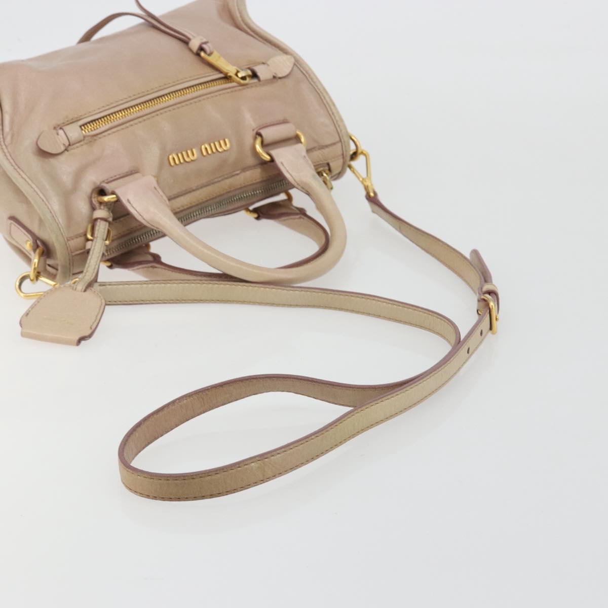 Miu Miu Hand Bag Leather 2way Beige Gold Auth ep15515A
