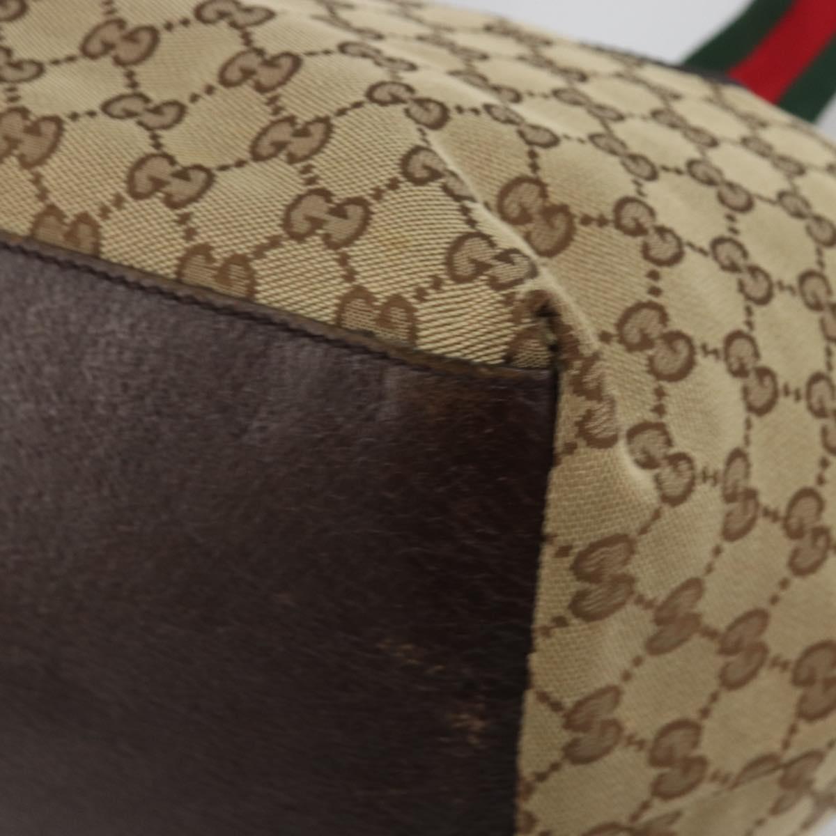 GUCCI GG Canvas Web Sherry Line Tote Bag Beige 131230 Auth ep15516