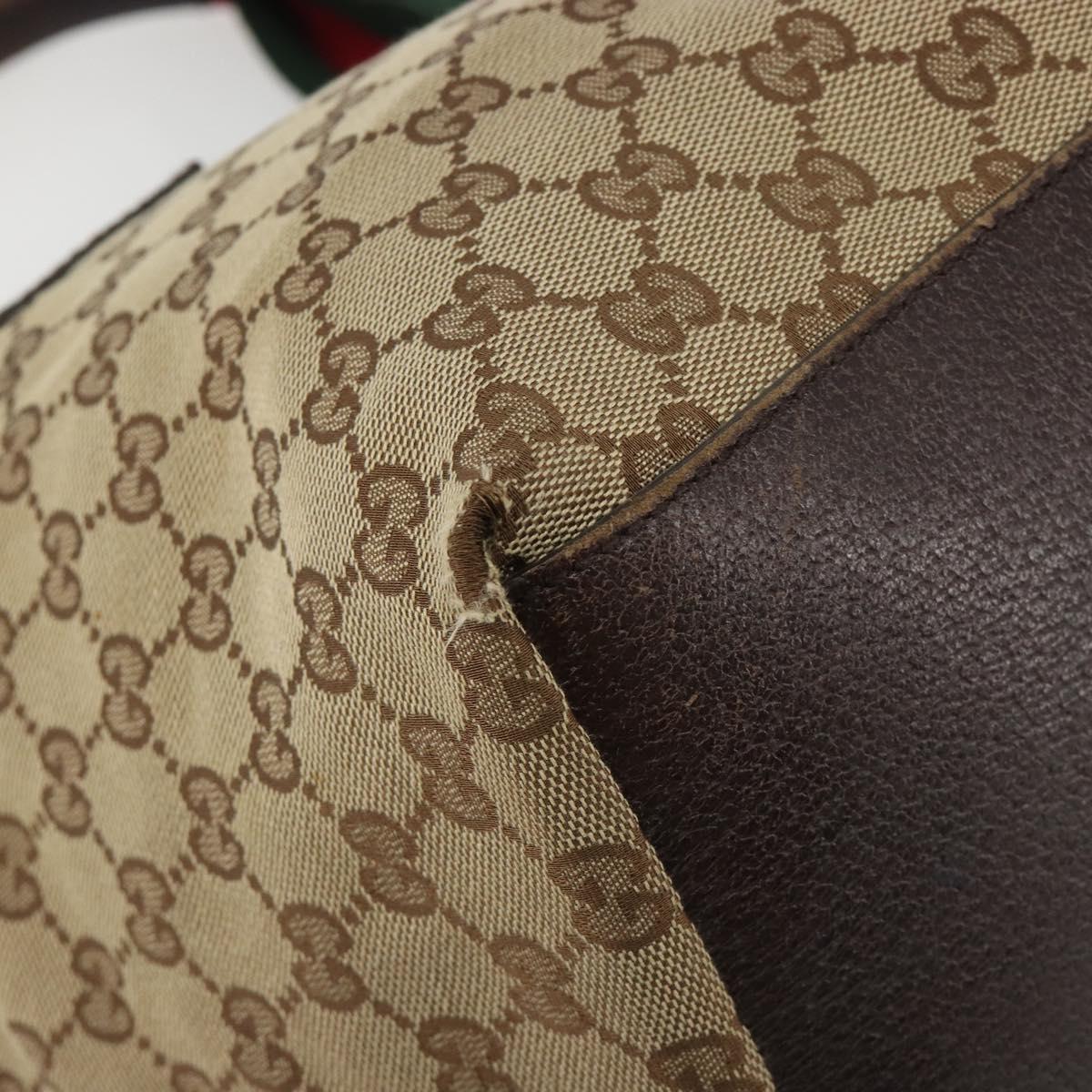 GUCCI GG Canvas Web Sherry Line Tote Bag Beige 131230 Auth ep15516