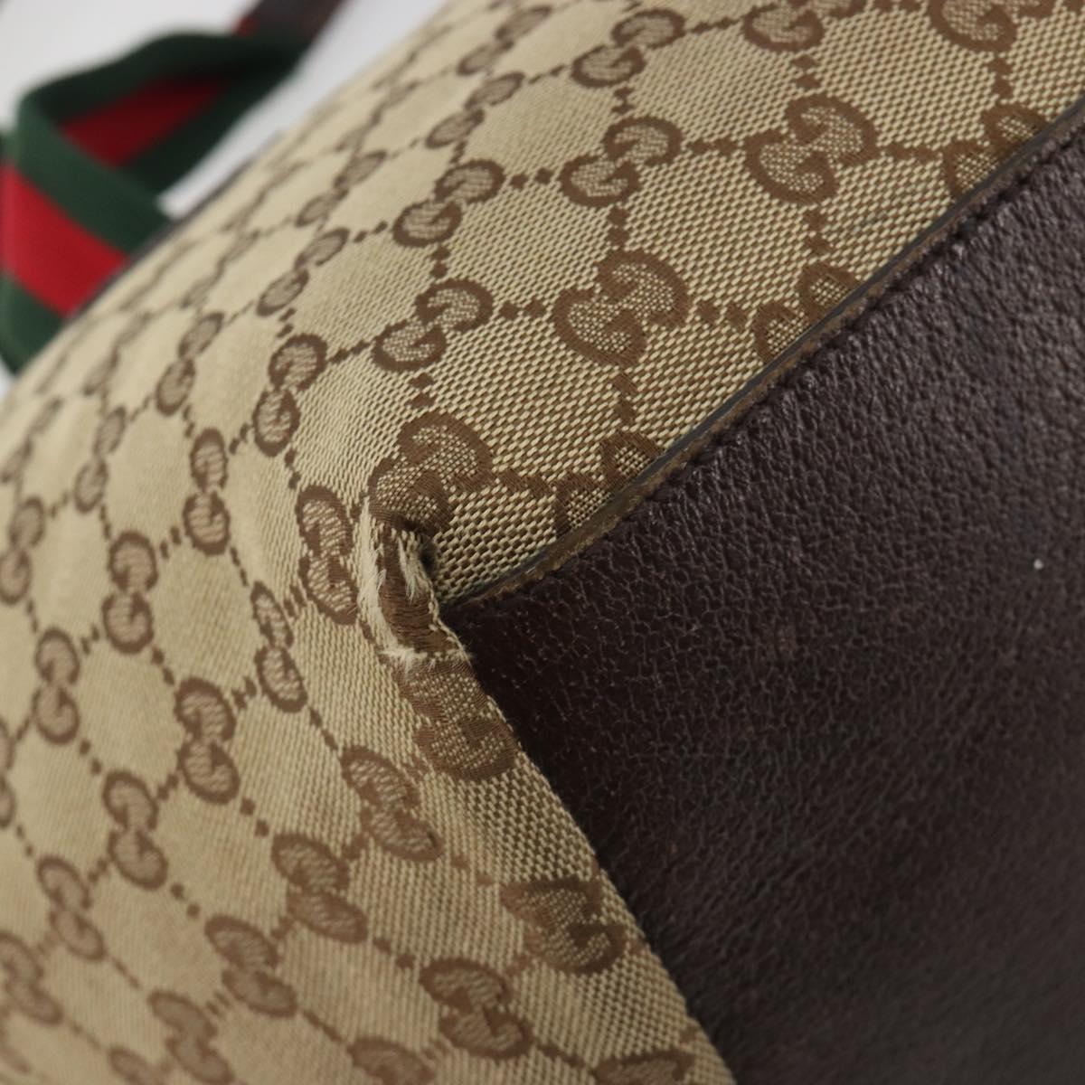GUCCI GG Canvas Web Sherry Line Tote Bag Beige 131230 Auth ep15516