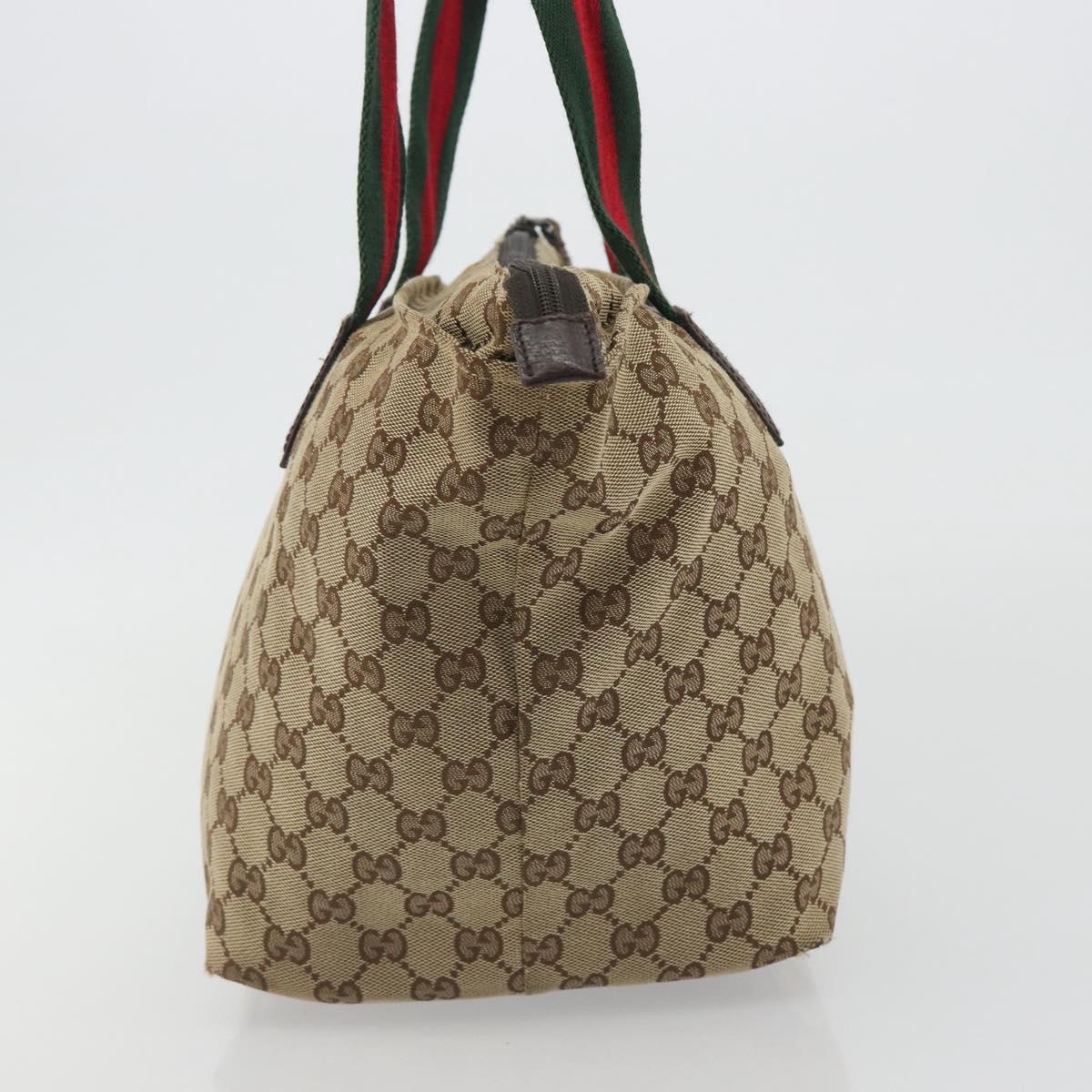 GUCCI GG Canvas Web Sherry Line Tote Bag Beige 131230 Auth ep15516