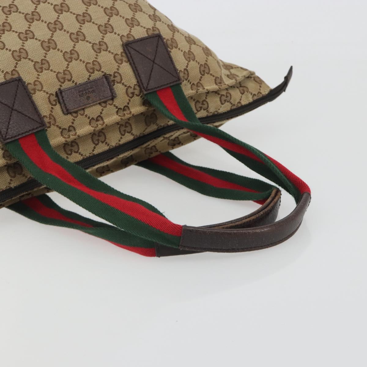 GUCCI GG Canvas Web Sherry Line Tote Bag Beige 131230 Auth ep15516