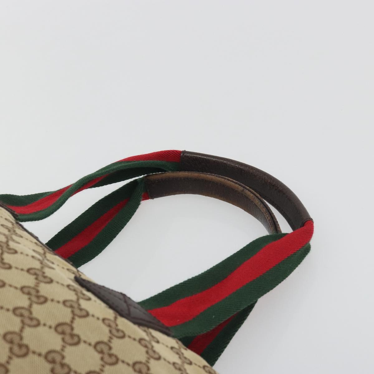 GUCCI GG Canvas Web Sherry Line Tote Bag Beige 131230 Auth ep15516