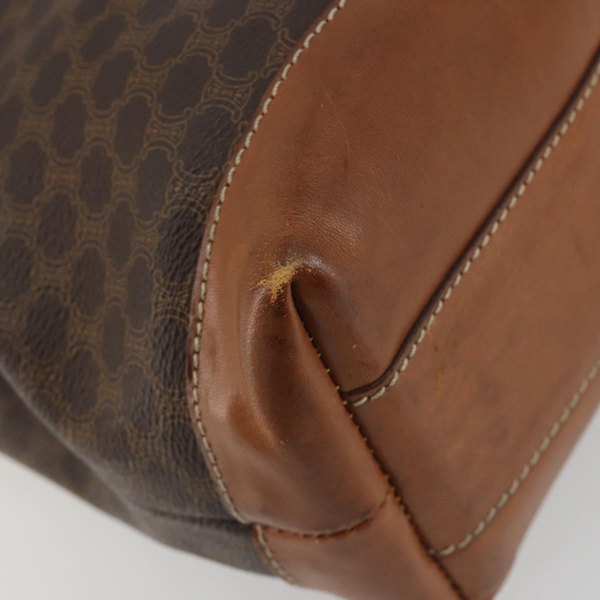 CELINE Macadam Canvas Tote Bag PVC Leather Brown Gold Auth ep15517