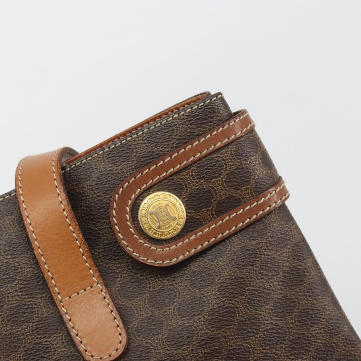 CELINE Macadam Canvas Tote Bag PVC Leather Brown Gold Auth ep15517