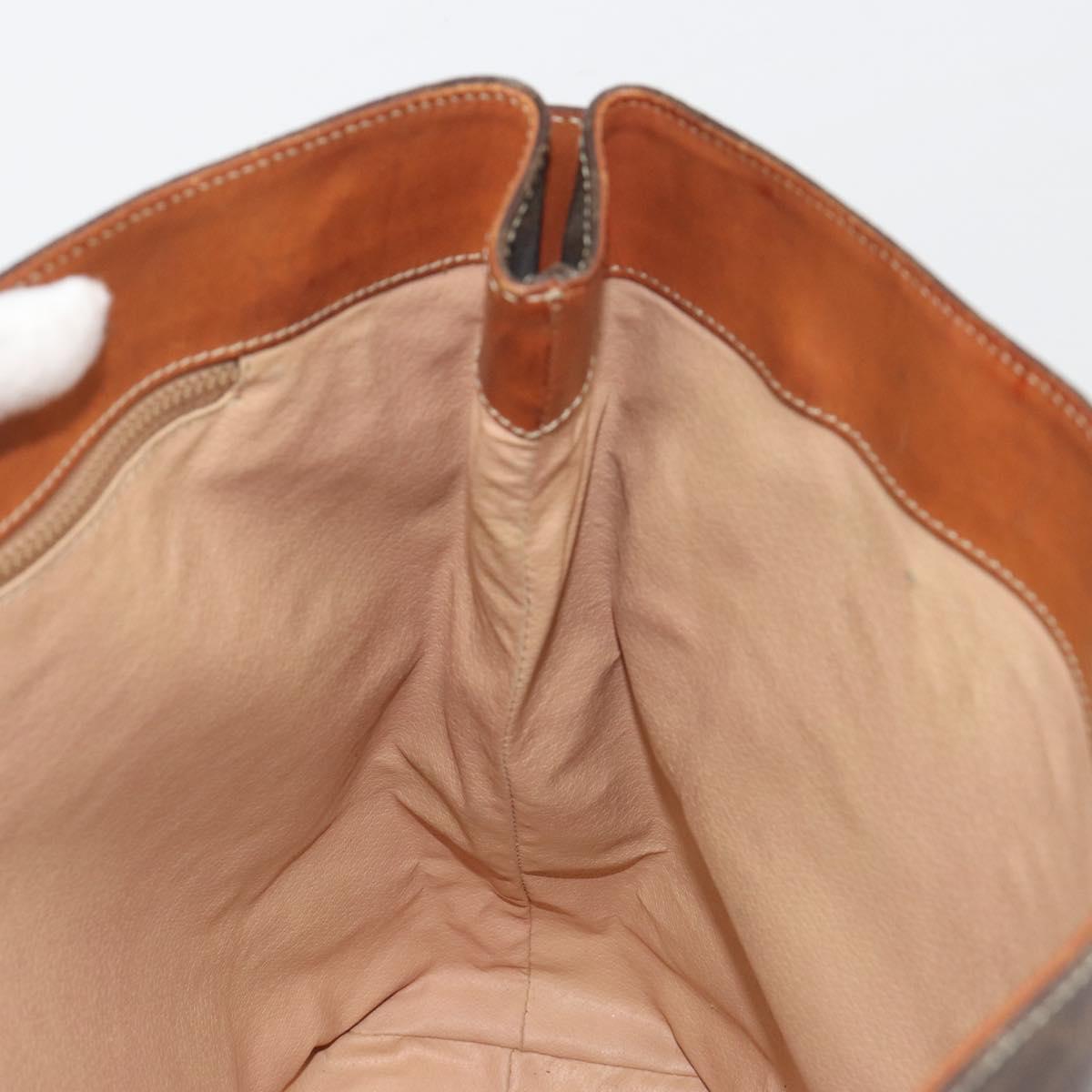 CELINE Macadam Canvas Tote Bag PVC Leather Brown Gold Auth ep15517