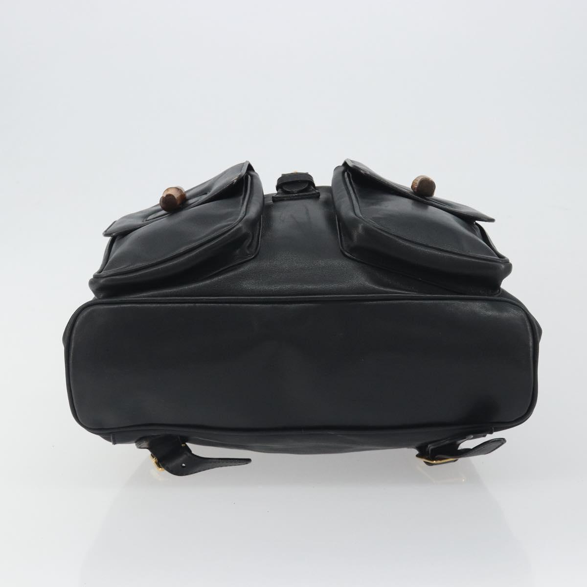 GUCCI Bamboo Backpack Leather Black Gold 003 2058 0016 Auth ep15518
