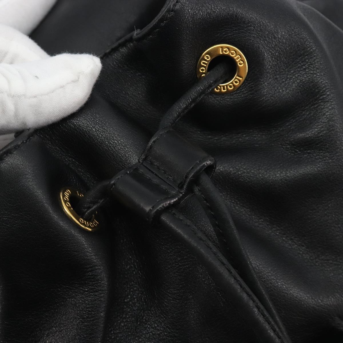 GUCCI Bamboo Backpack Leather Black Gold 003 2058 0016 Auth ep15518