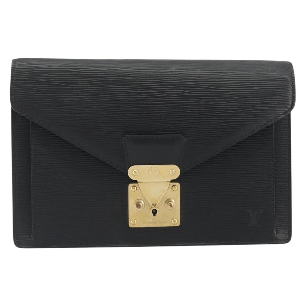 LOUIS VUITTON Epi Serie Dragonne Clutch Bag Black Noir M52612 LV Auth ep15521