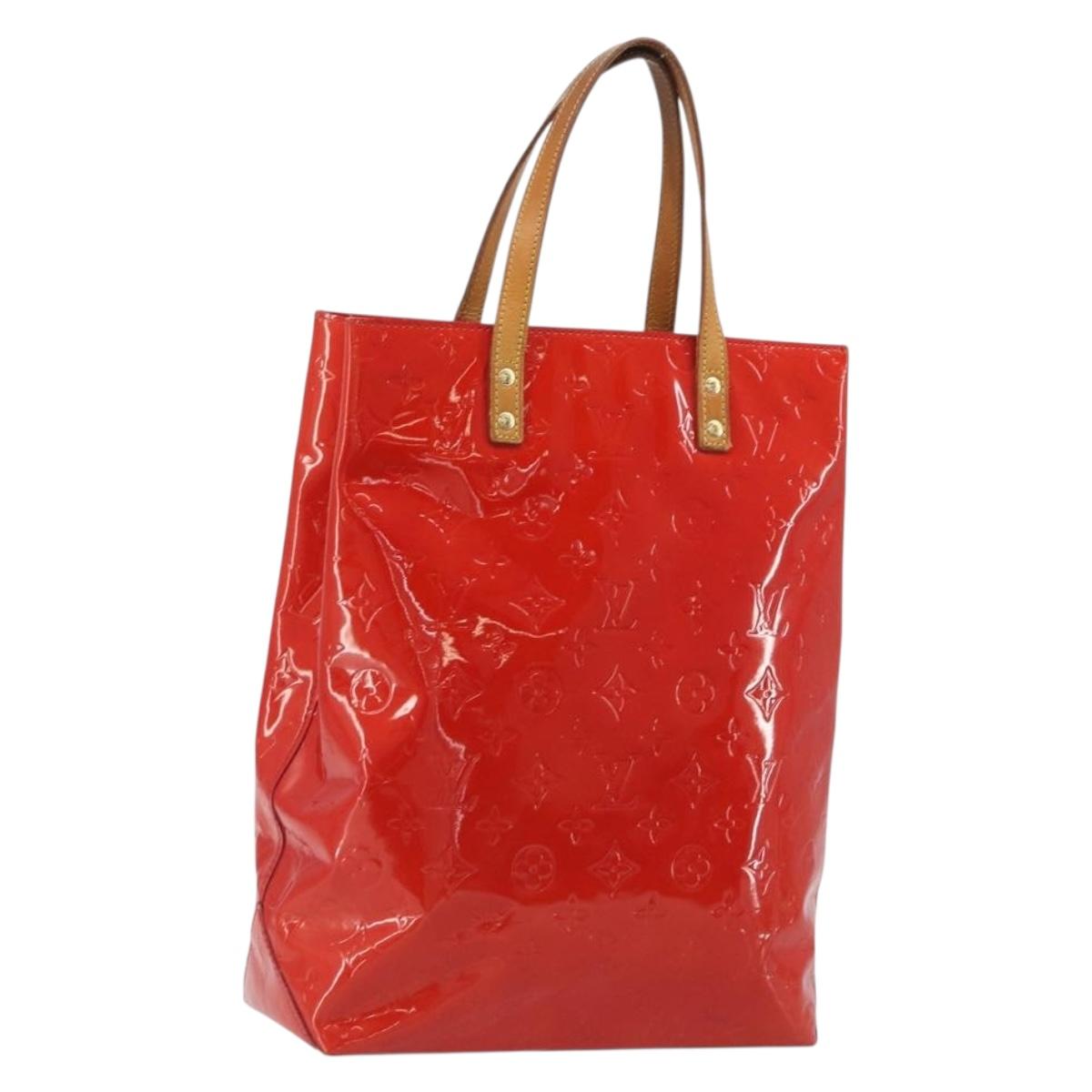 LOUIS VUITTON Monogram Vernis Reade MM Hand Bag Red Rouge M91086 LV Auth ep15522