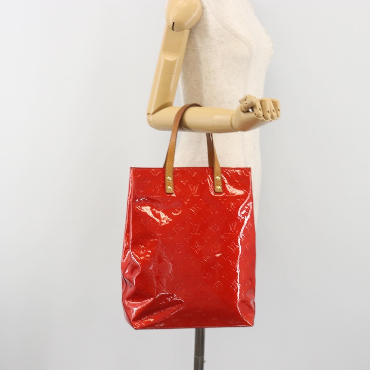 LOUIS VUITTON Monogram Vernis Reade MM Hand Bag Red Rouge M91086 LV Auth ep15522