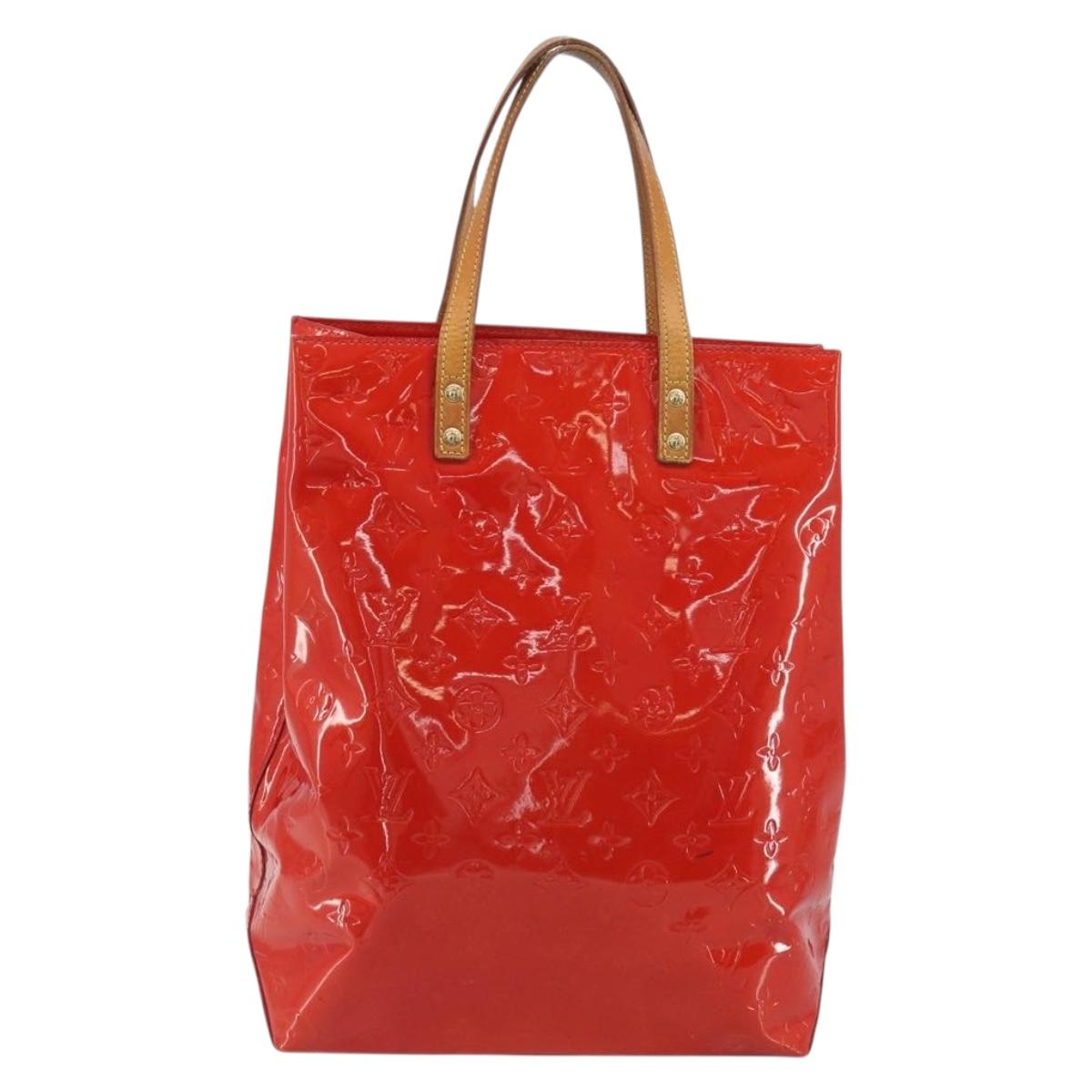 LOUIS VUITTON Monogram Vernis Reade MM Hand Bag Red Rouge M91086 LV Auth ep15522