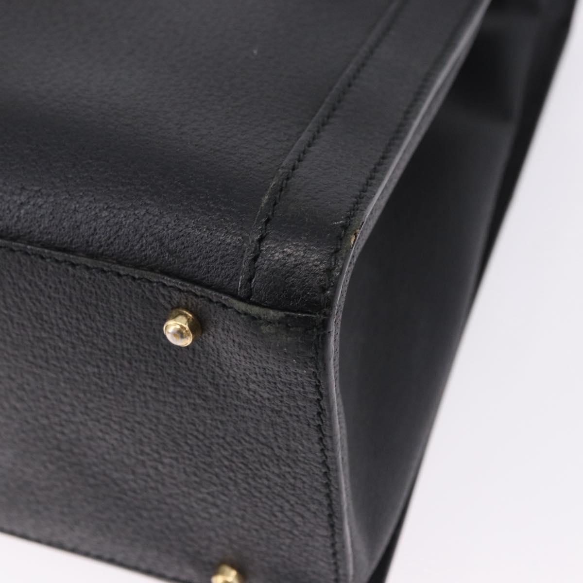 GUCCI Bamboo Tote Bag Leather Black Gold 002 2853 0260 Auth ep15525
