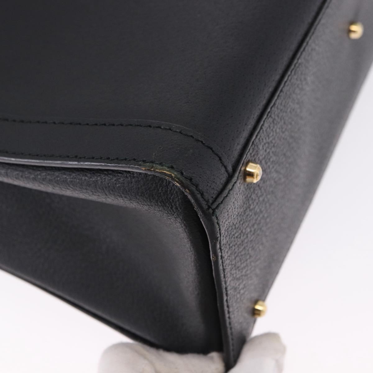 GUCCI Bamboo Tote Bag Leather Black Gold 002 2853 0260 Auth ep15525