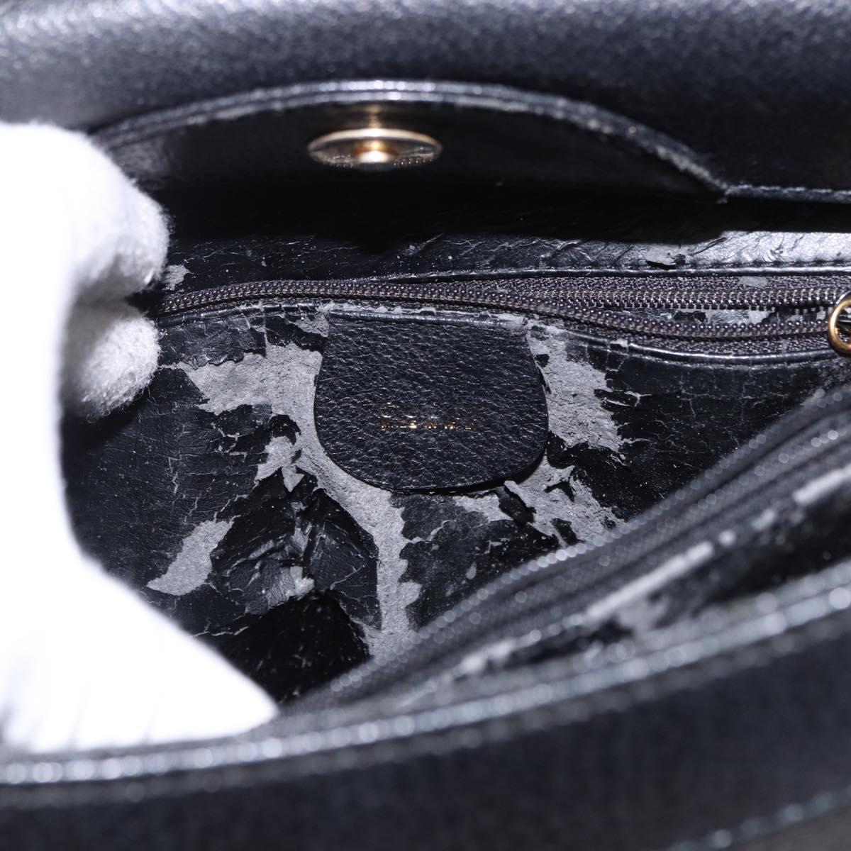 GUCCI Bamboo Tote Bag Leather Black Gold 002 2853 0260 Auth ep15525