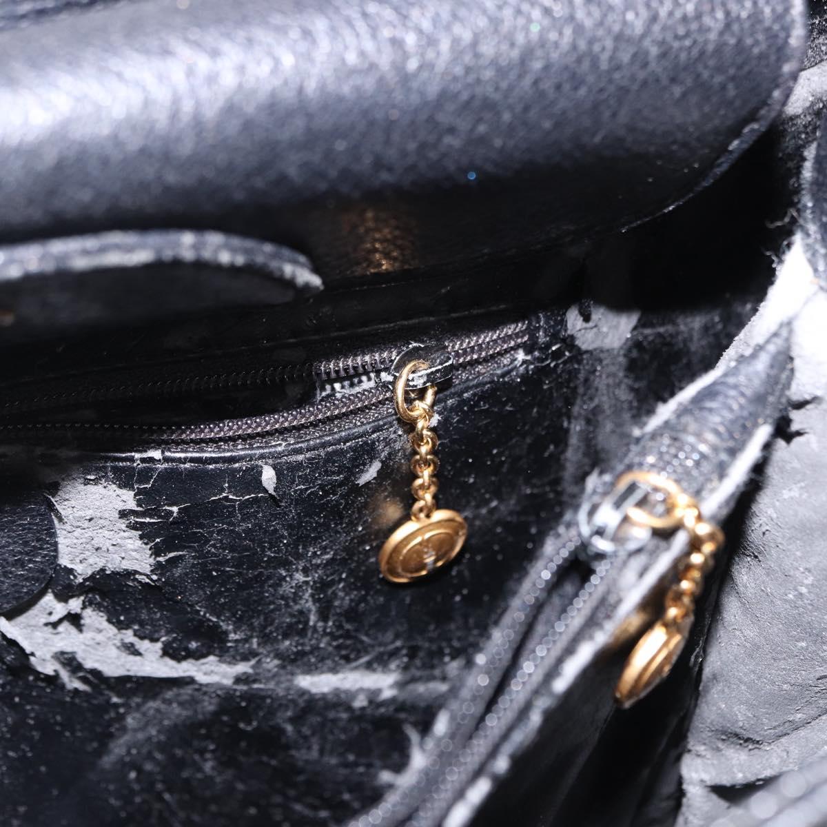 GUCCI Bamboo Tote Bag Leather Black Gold 002 2853 0260 Auth ep15525