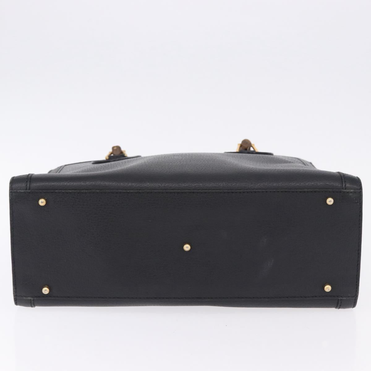 GUCCI Bamboo Tote Bag Leather Black Gold 002 2853 0260 Auth ep15525
