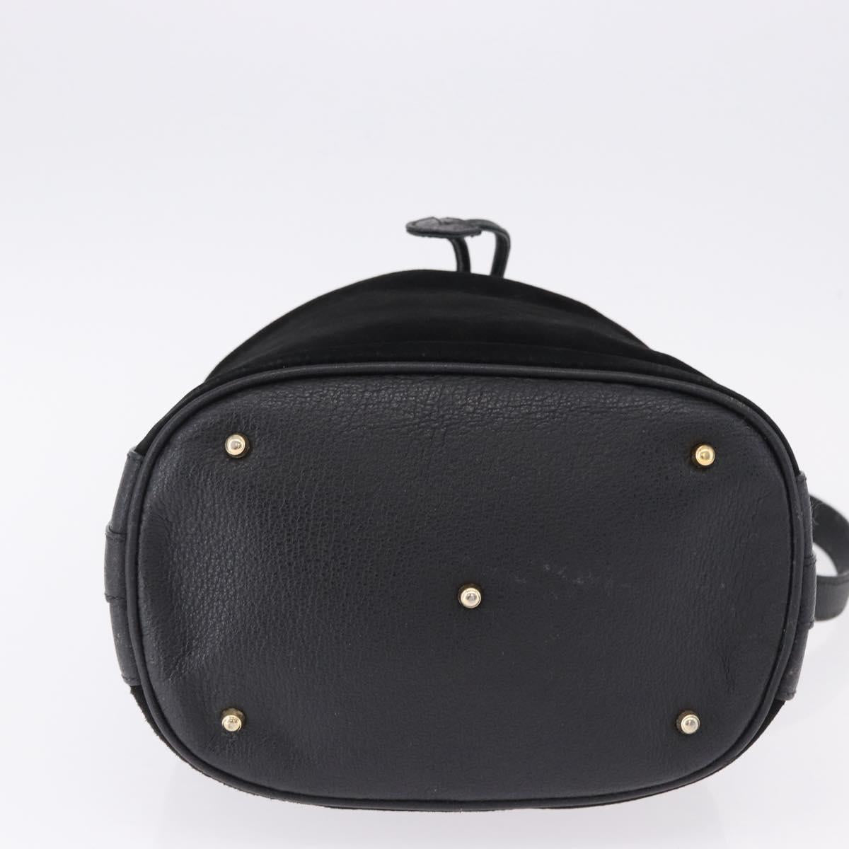 GUCCI Bamboo Purse Shoulder Bag Suede 2way Black Gold 001 2865 1657 Auth ep15527