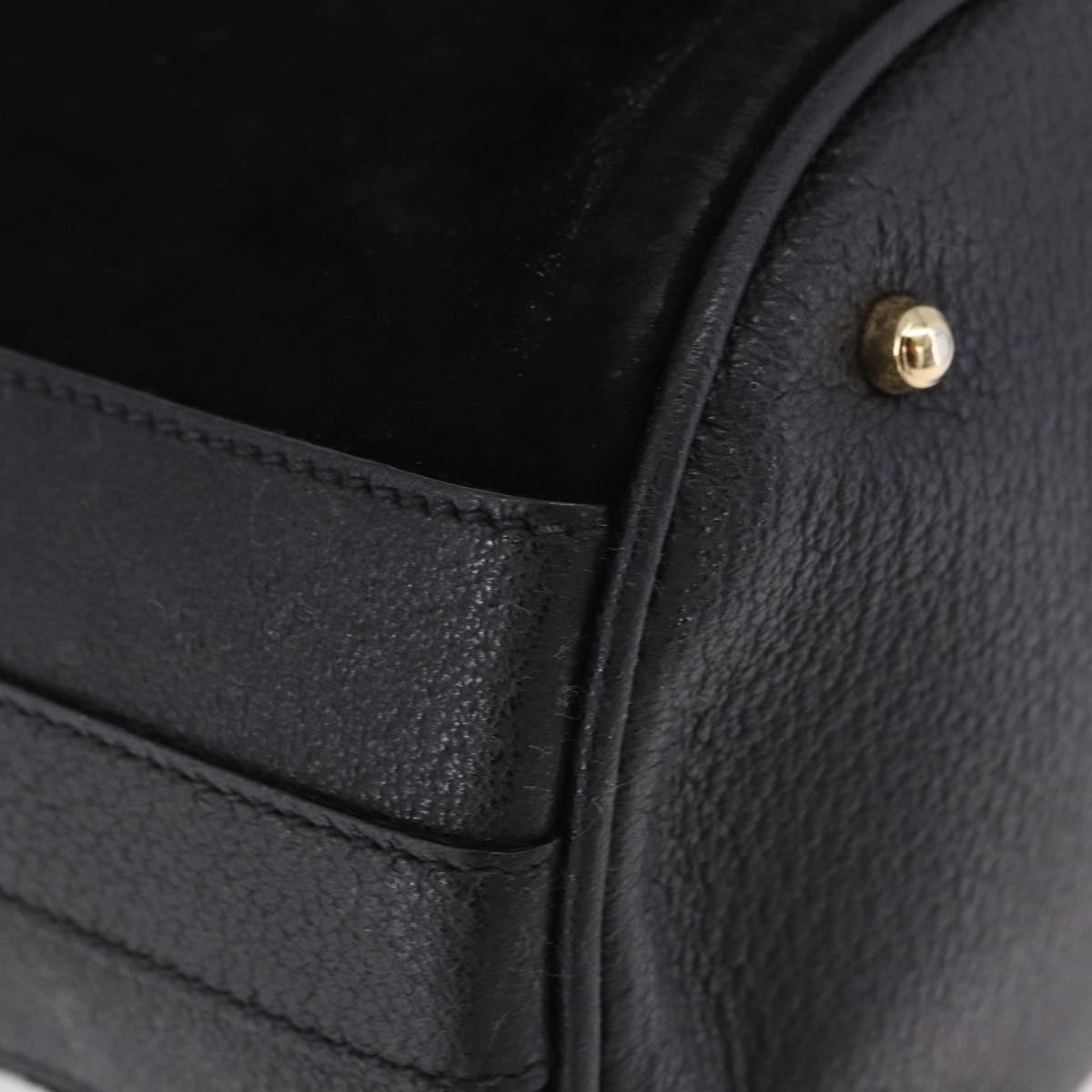 GUCCI Bamboo Purse Shoulder Bag Suede 2way Black Gold 001 2865 1657 Auth ep15527
