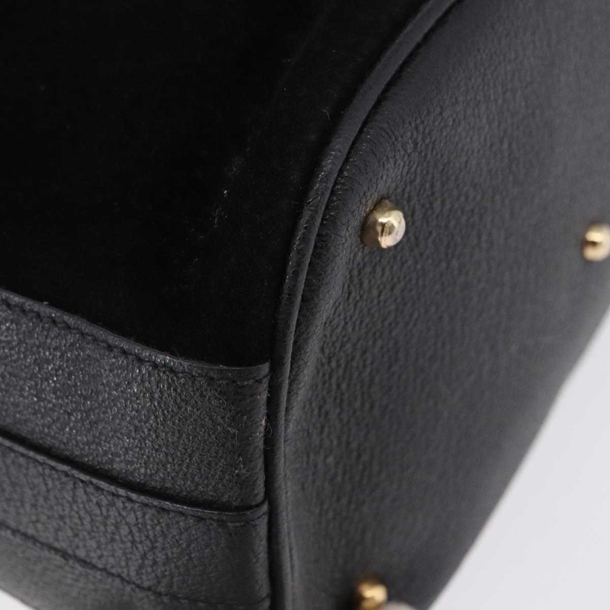 GUCCI Bamboo Purse Shoulder Bag Suede 2way Black Gold 001 2865 1657 Auth ep15527