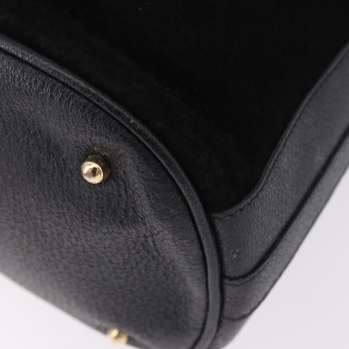 GUCCI Bamboo Purse Shoulder Bag Suede 2way Black Gold 001 2865 1657 Auth ep15527