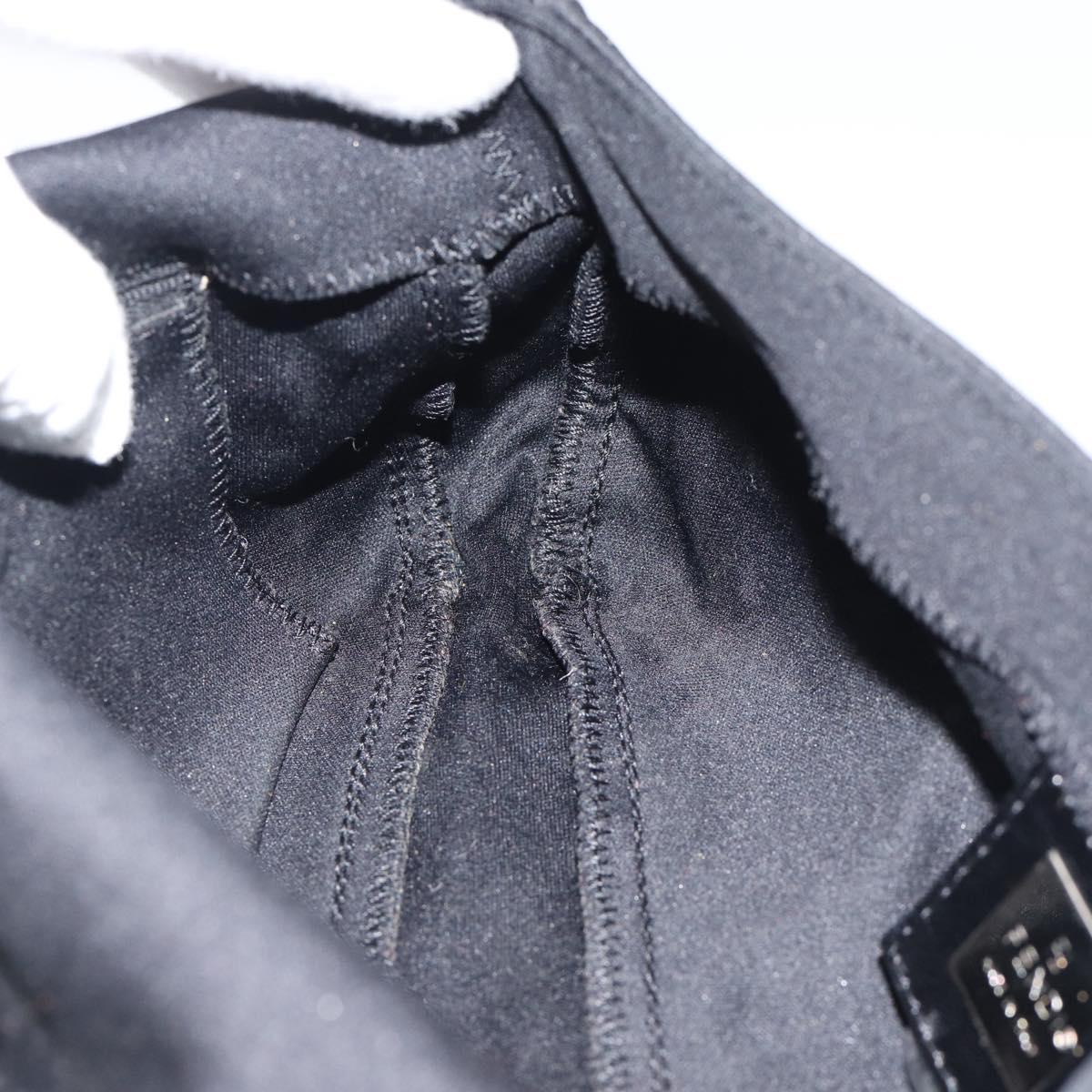 FENDI Mamma Baguette Shoulder Bag Cotton jersey Black Silver Auth ep15541