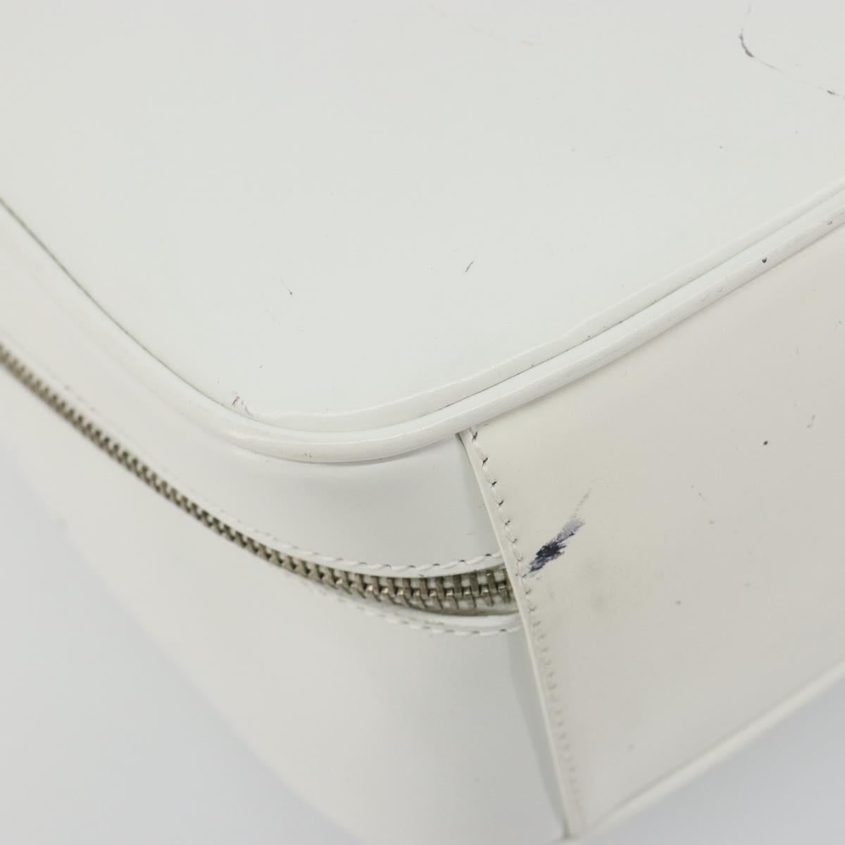 GUCCI Vanity Hand Bag Patent leather 2way White Silver 000 270 0323 Auth ep15543