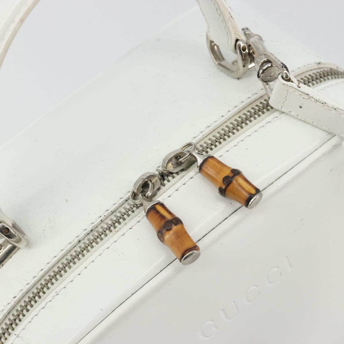 GUCCI Vanity Hand Bag Patent leather 2way White Silver 000 270 0323 Auth ep15543