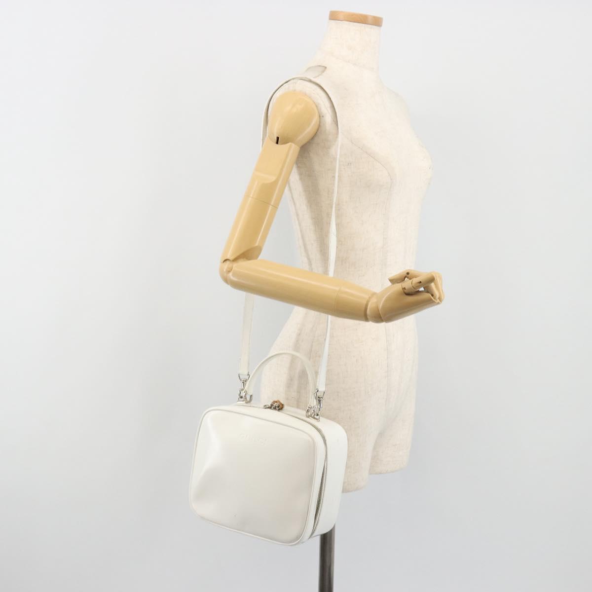 GUCCI Vanity Hand Bag Patent leather 2way White Silver 000 270 0323 Auth ep15543