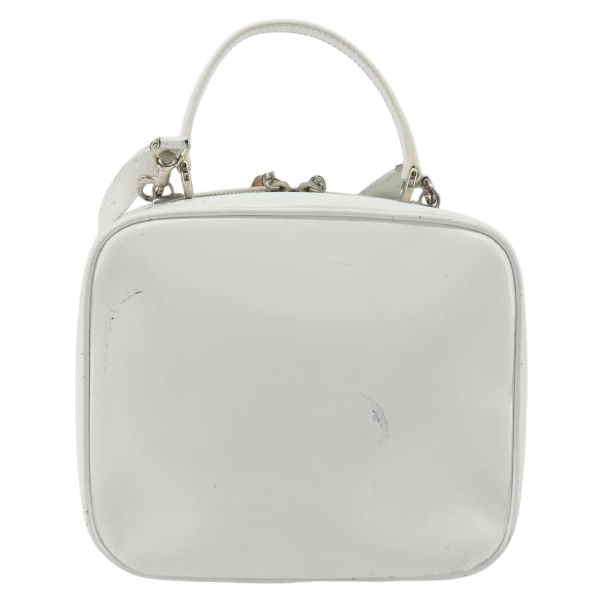 GUCCI Vanity Hand Bag Patent leather 2way White Silver 000 270 0323 Auth ep15543