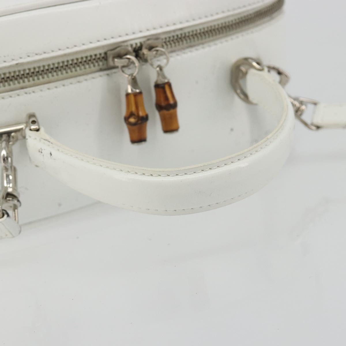 GUCCI Vanity Hand Bag Patent leather 2way White Silver 000 270 0323 Auth ep15543