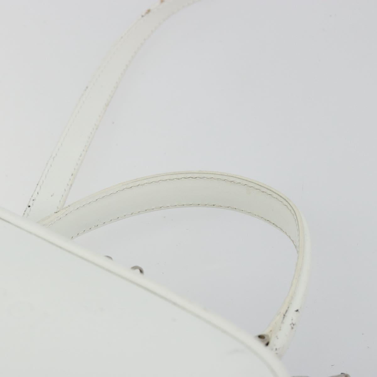 GUCCI Vanity Hand Bag Patent leather 2way White Silver 000 270 0323 Auth ep15543
