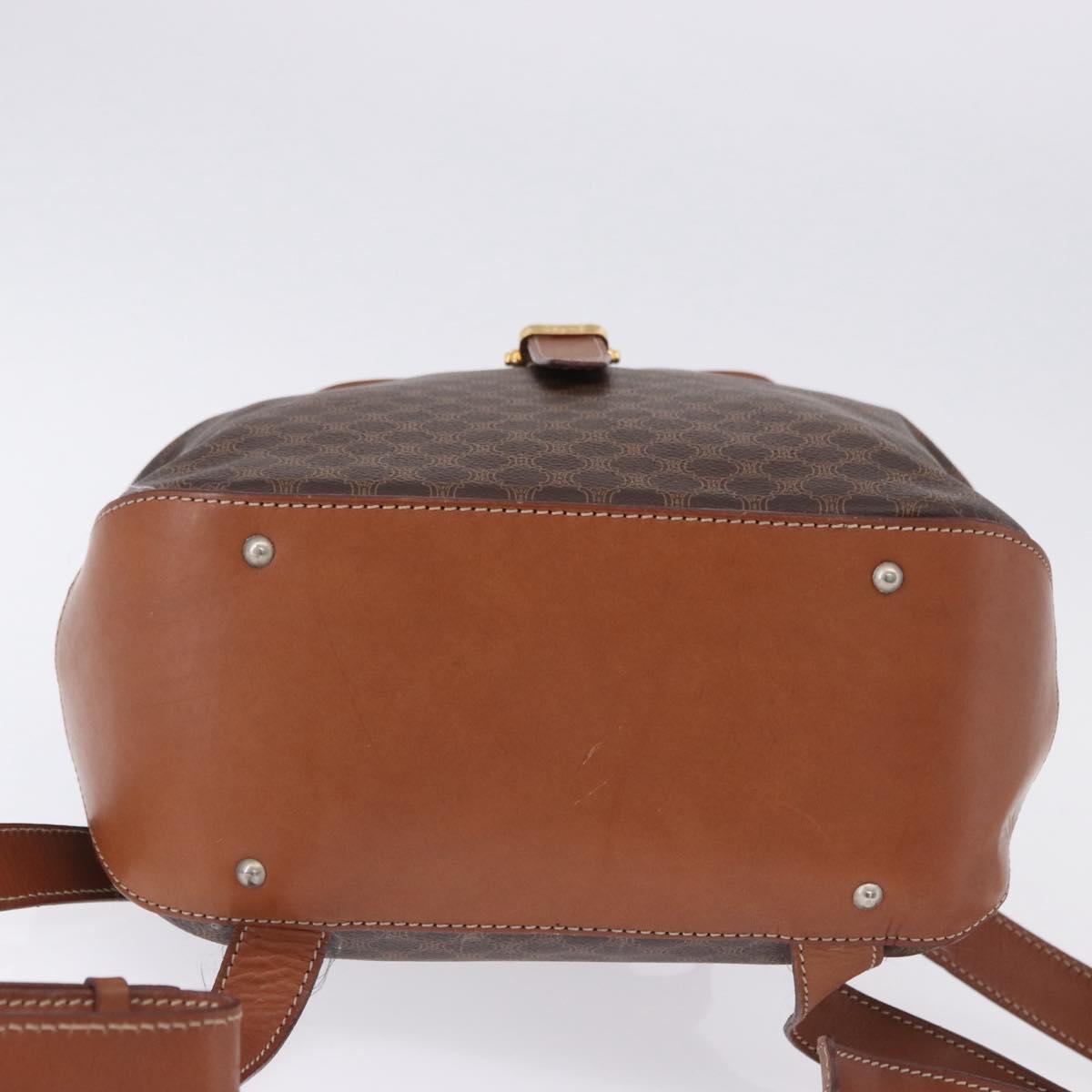 CELINE Macadam Canvas Backpack PVC Leather Brown Gold Auth ep15544A