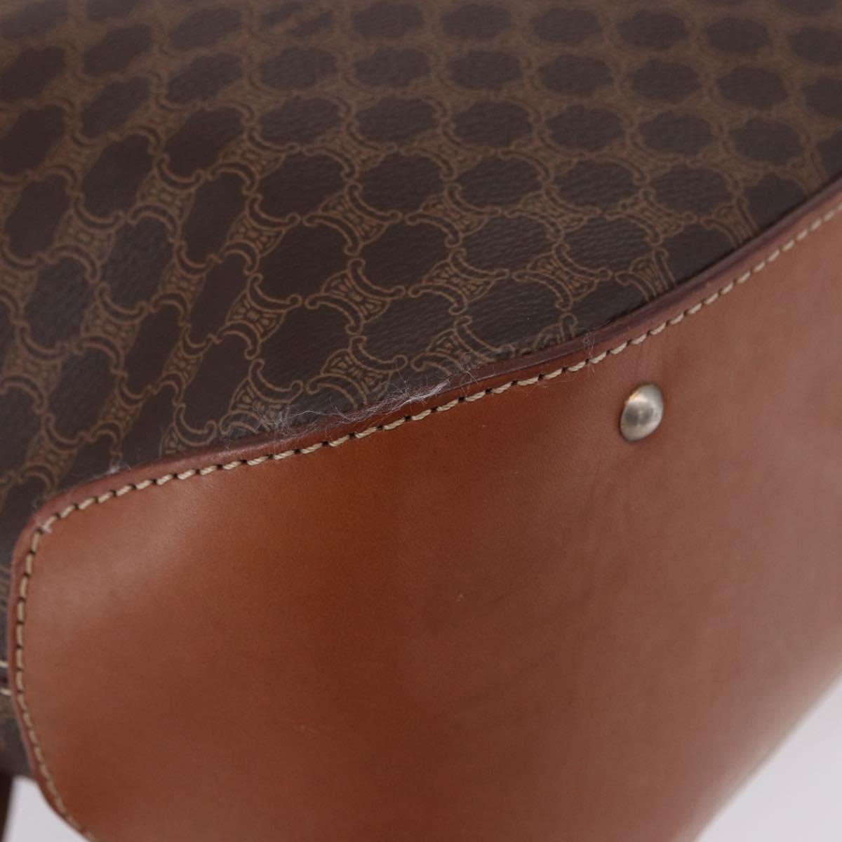 CELINE Macadam Canvas Backpack PVC Leather Brown Gold Auth ep15544A