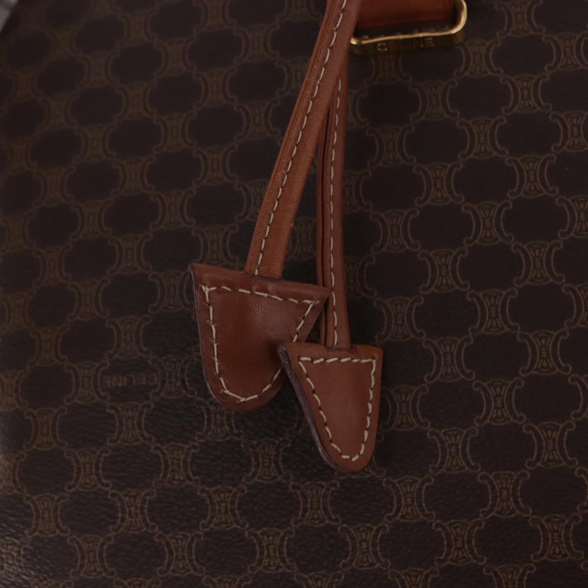 CELINE Macadam Canvas Backpack PVC Leather Brown Gold Auth ep15544A