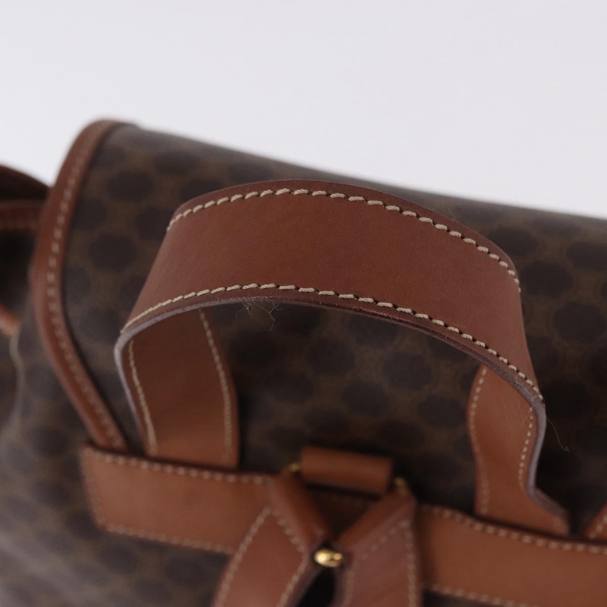 CELINE Macadam Canvas Backpack PVC Leather Brown Gold Auth ep15544A