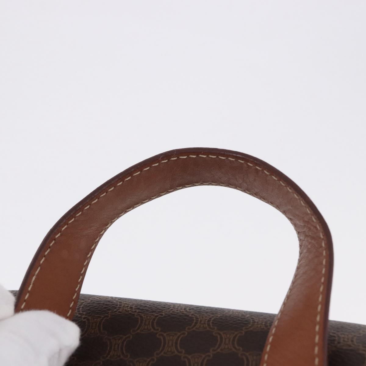 CELINE Macadam Canvas Backpack PVC Leather Brown Gold Auth ep15544A